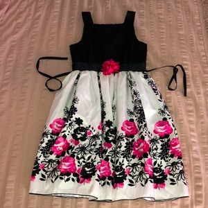 Girls Youngland Black Lace and Pink Flora Dress